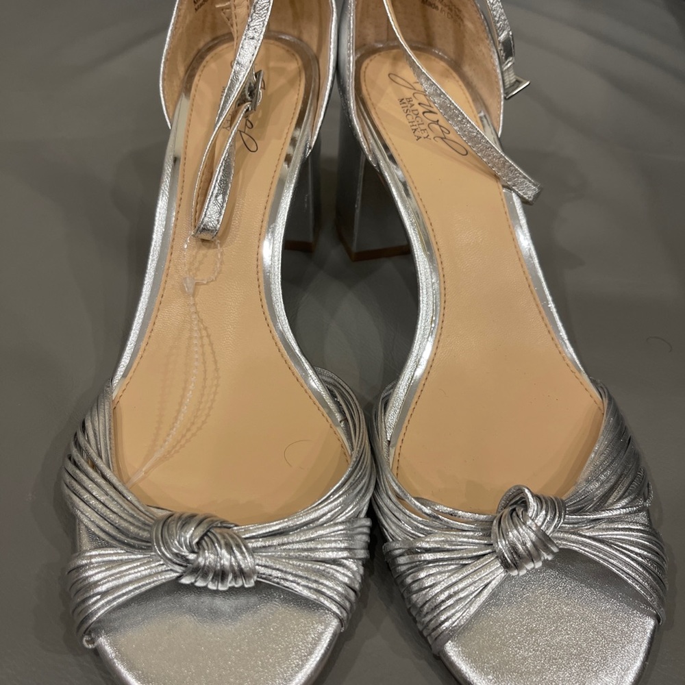 Jewel Badgley Mischka Sparkle Heeled Sandal Women's, SILVER, Sz 10M